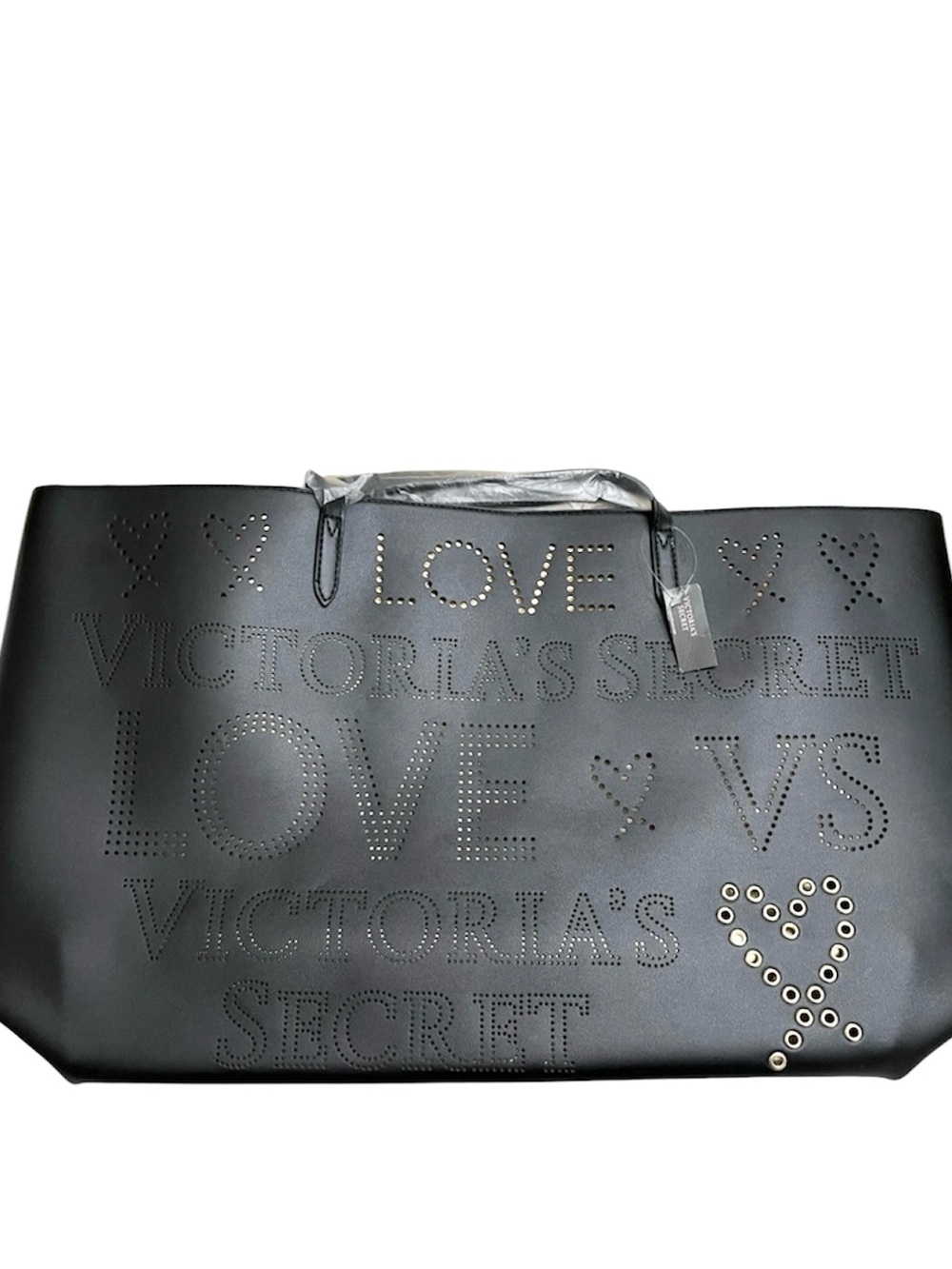 NWT Victoria's Secret Black 'LOVE' Perforated Tote